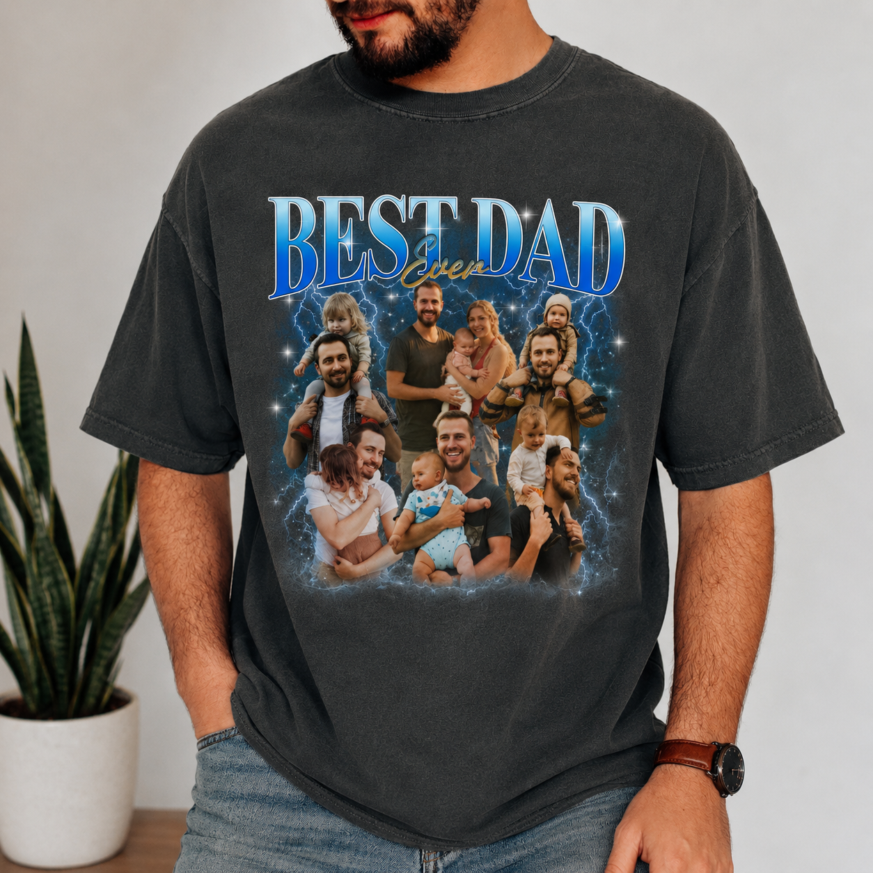 Personalized Vintage Photo Best Dad Ever Comfort Shirt Gift for Father's Day