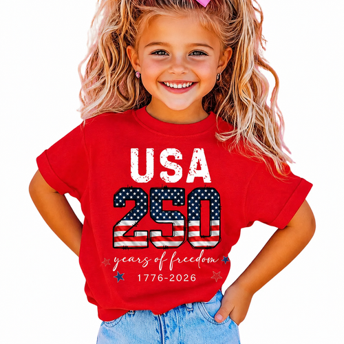Personalized USA 250 Years Freedom Kids T-Shirt Gift