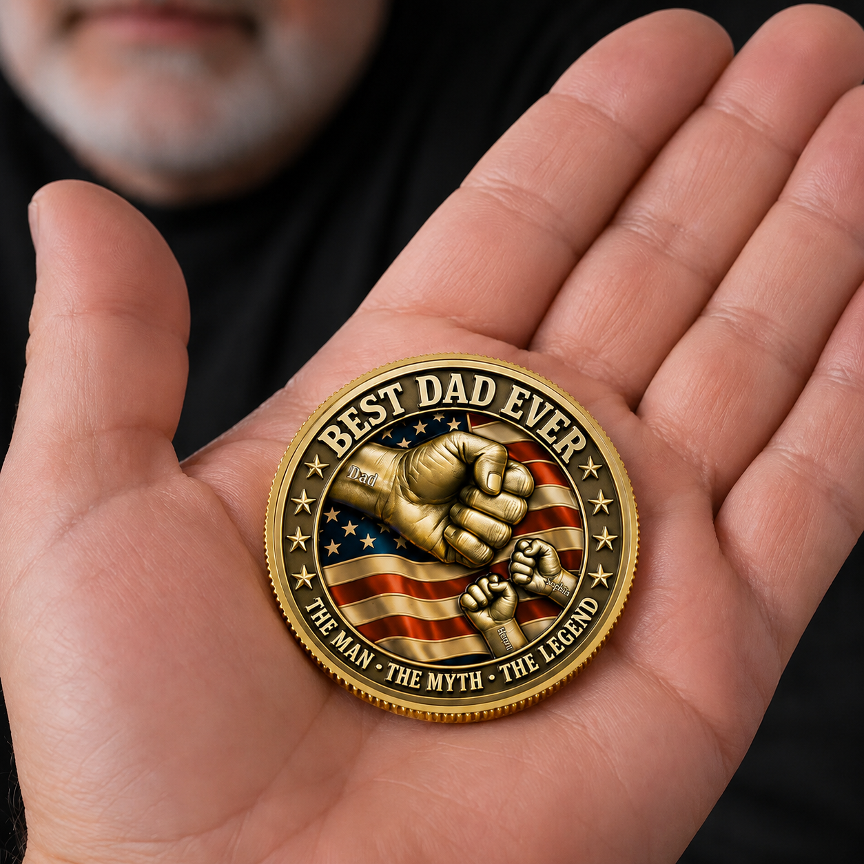 Personalized Best Dad Ever Coin with Custom Names Gift