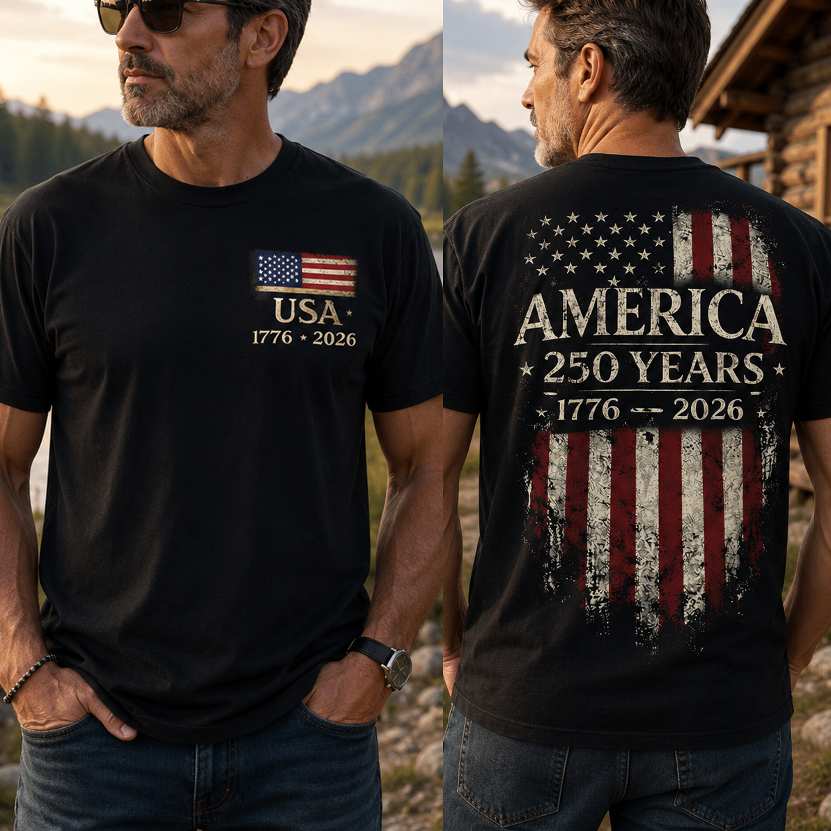 Personalized USA Flag 250th Anniversary T-Shirt Gift