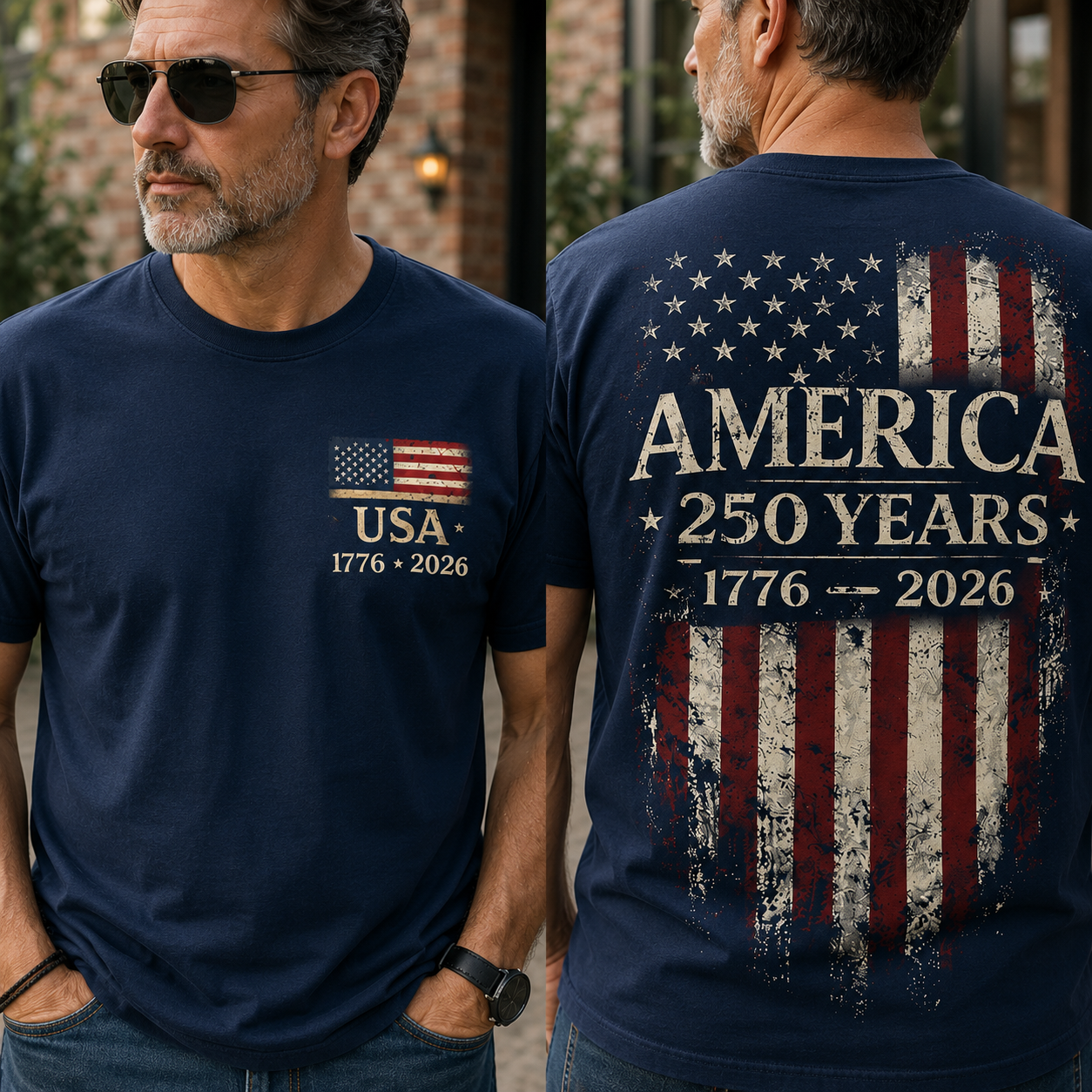 Personalized USA Flag 250th Anniversary T-Shirt Gift