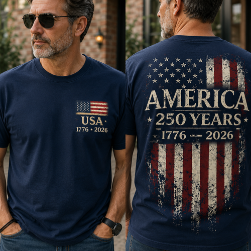 Personalized USA Flag 250th Anniversary T-Shirt Gift