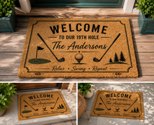 Load image into Gallery viewer, Personalized Golf Welcome Doormat Custom Family Name Gift
