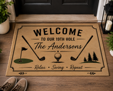 Load image into Gallery viewer, Personalized Golf Welcome Doormat Custom Family Name Gift

