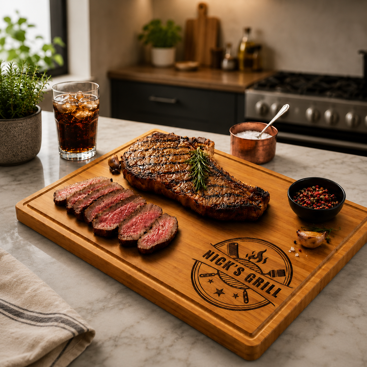 Personalized Engraved BBQ Cutting Board Custom Gift for Dad