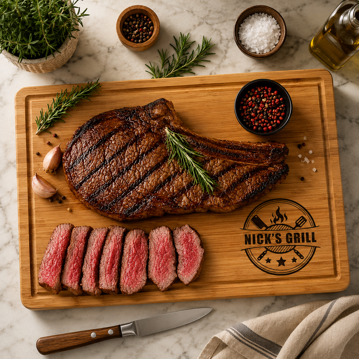 Personalized Engraved BBQ Cutting Board Custom Gift for Dad