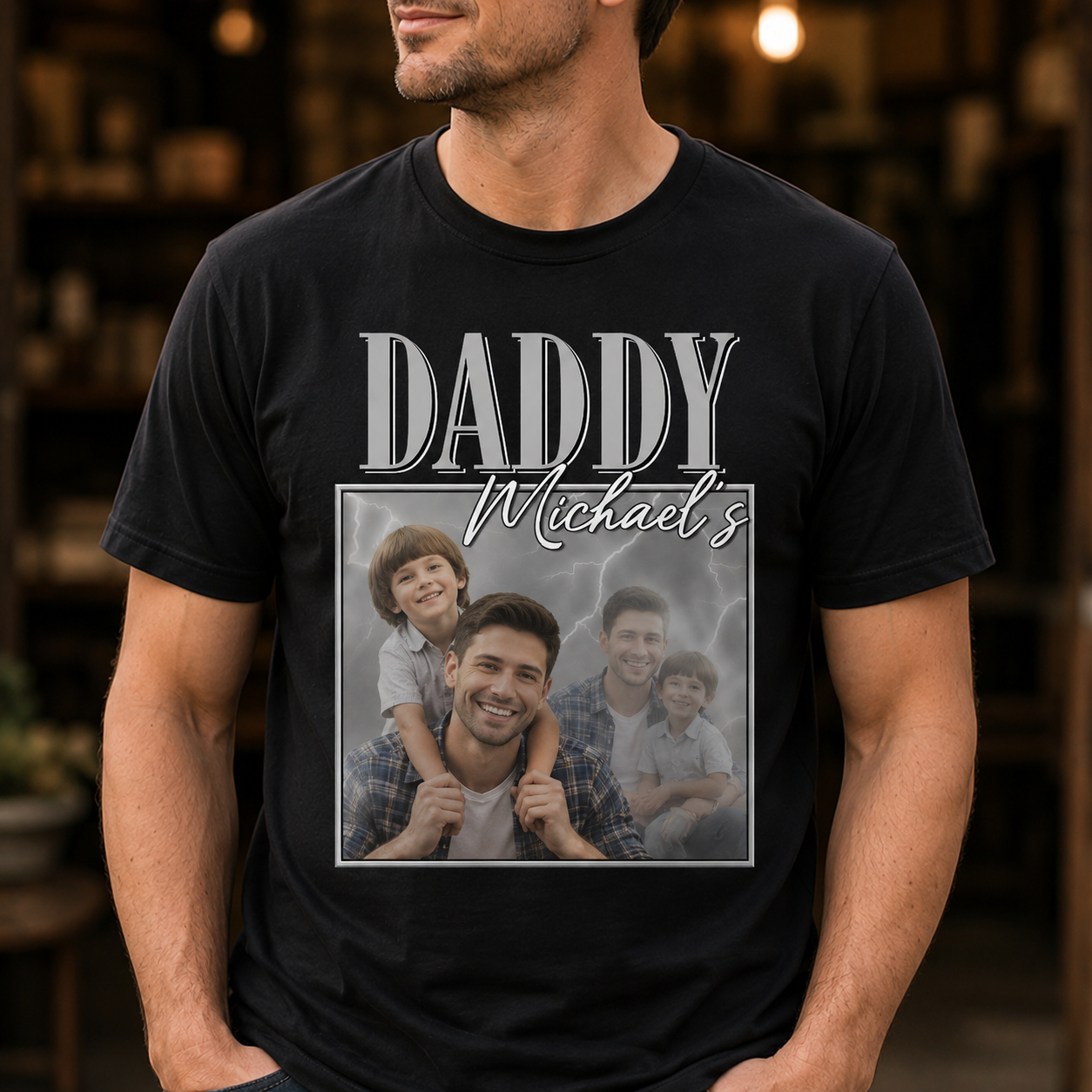Personalized Photo T-Shirt Custom Name Gift for Dad