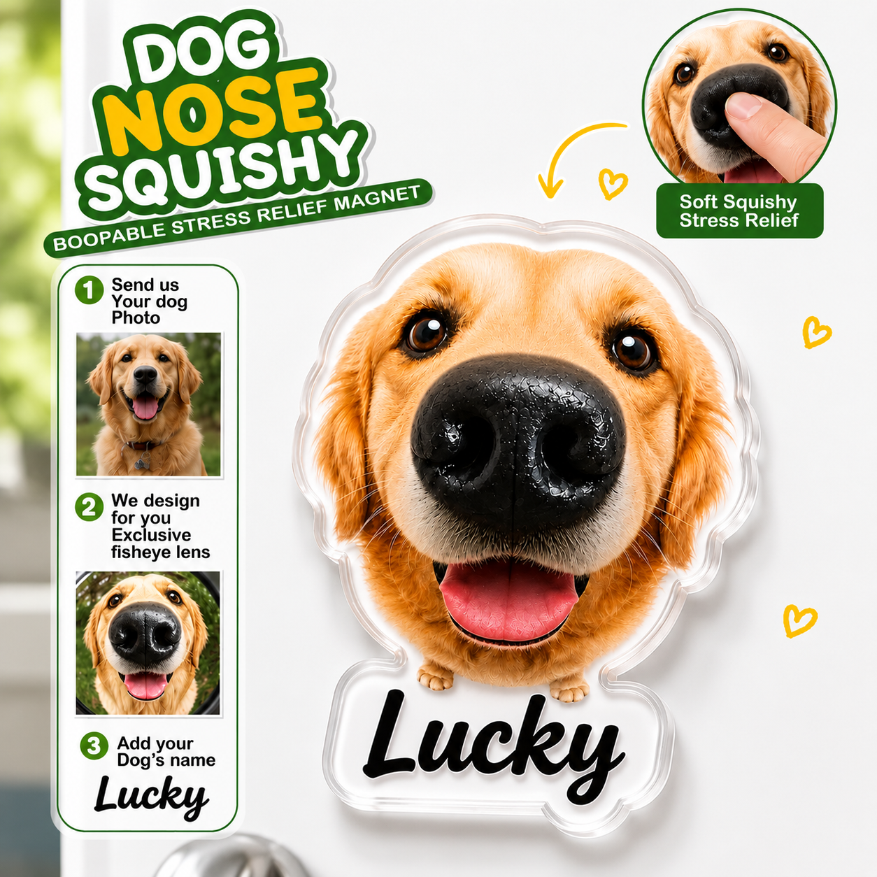 Personalized Dog Nose Squeeze Toy Fridge Magnet Gift