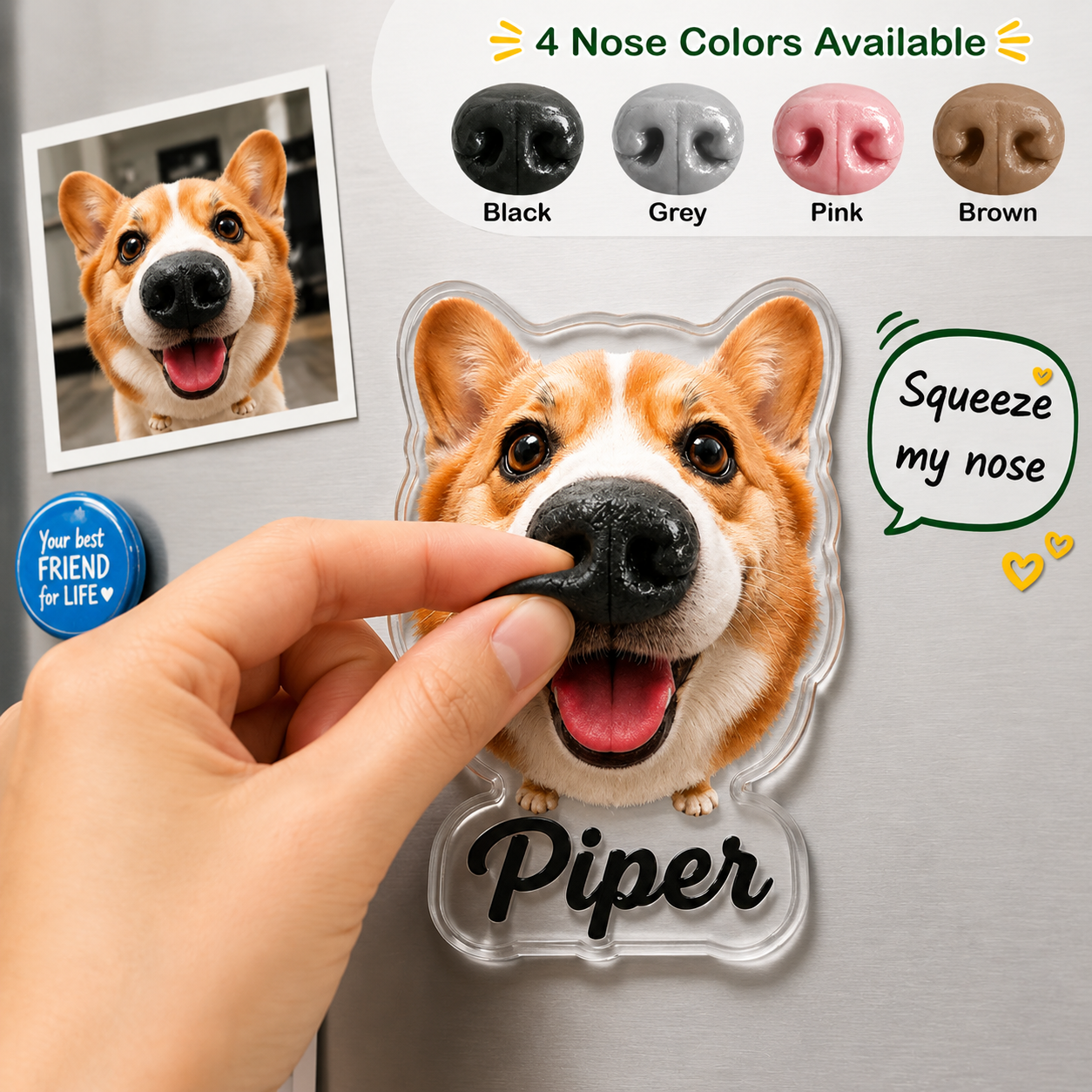 Personalized Dog Nose Squeeze Toy Fridge Magnet Gift