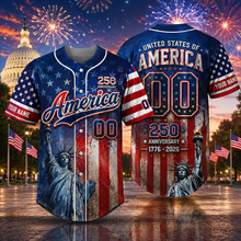 Load image into Gallery viewer, Personalized America Patriotic Baseball Jersey Shirt Custom Name Gift for 4th of July
