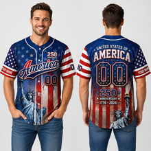Load image into Gallery viewer, Personalized America Patriotic Baseball Jersey Shirt Custom Name Gift for 4th of July
