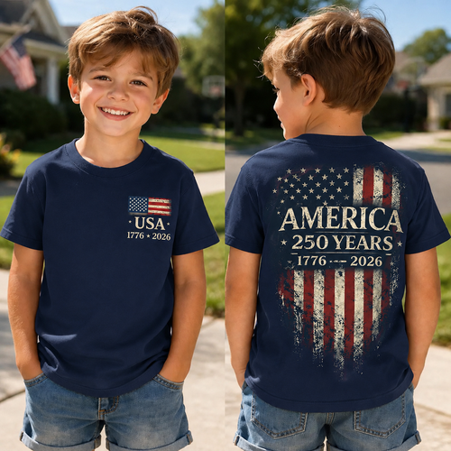 America 250th Anniversary Kids T-Shirt Personalized Gift