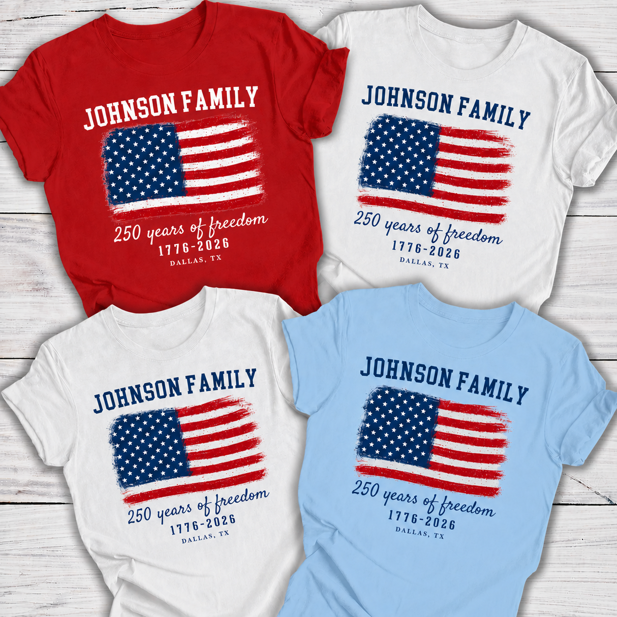 Personalized 4th of July Family Name T-Shirt Custom Design