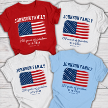 Load image into Gallery viewer, Personalized 4th of July Family Name T-Shirt Custom Design
