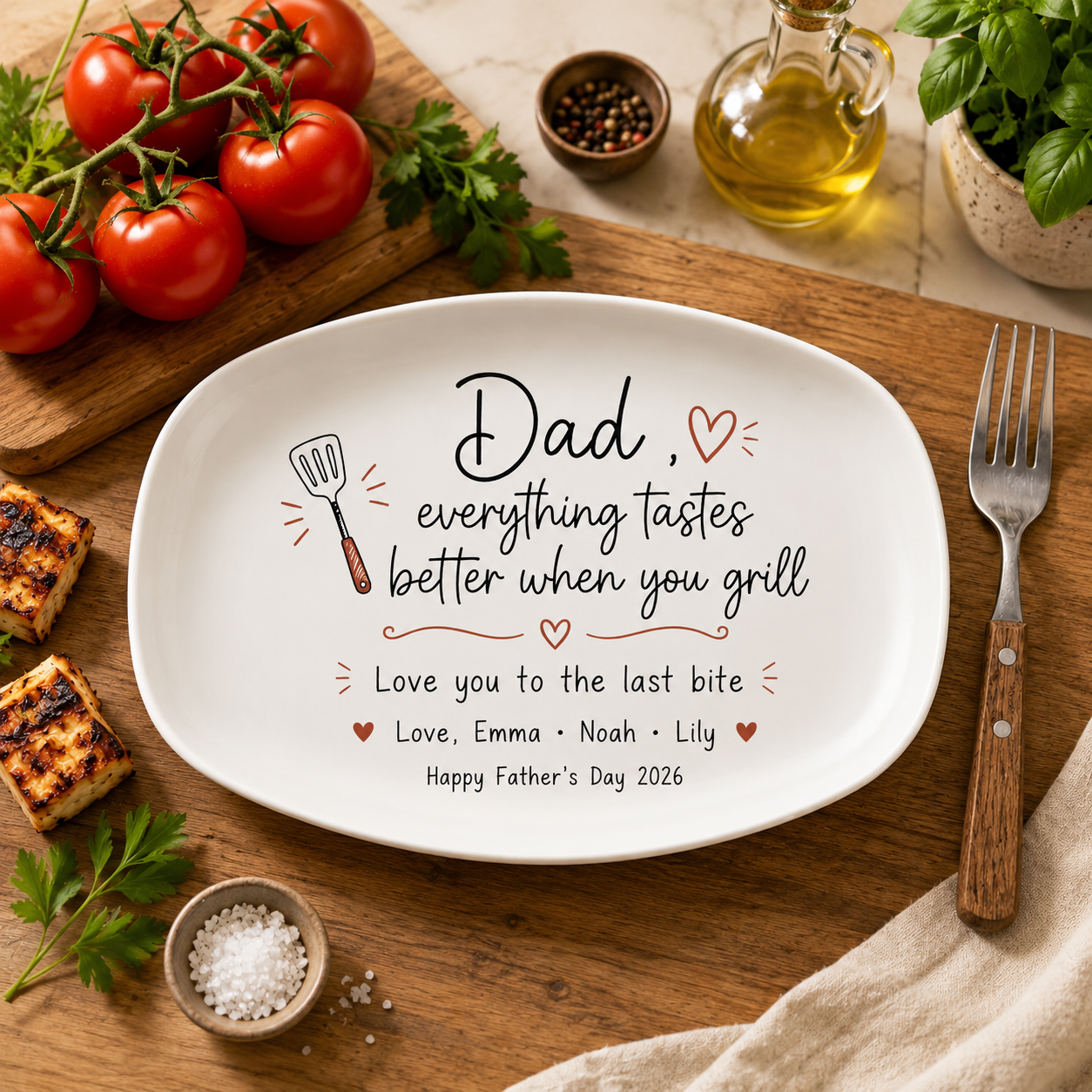 Personalized Grill Platter Custom Name Gift for Dad