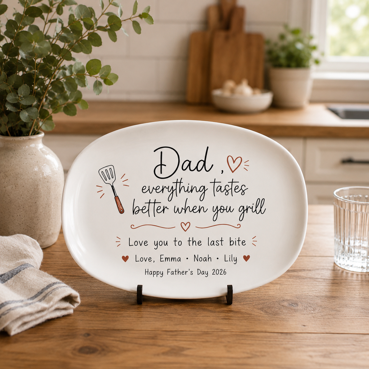 Personalized Grill Platter Custom Name Gift for Dad