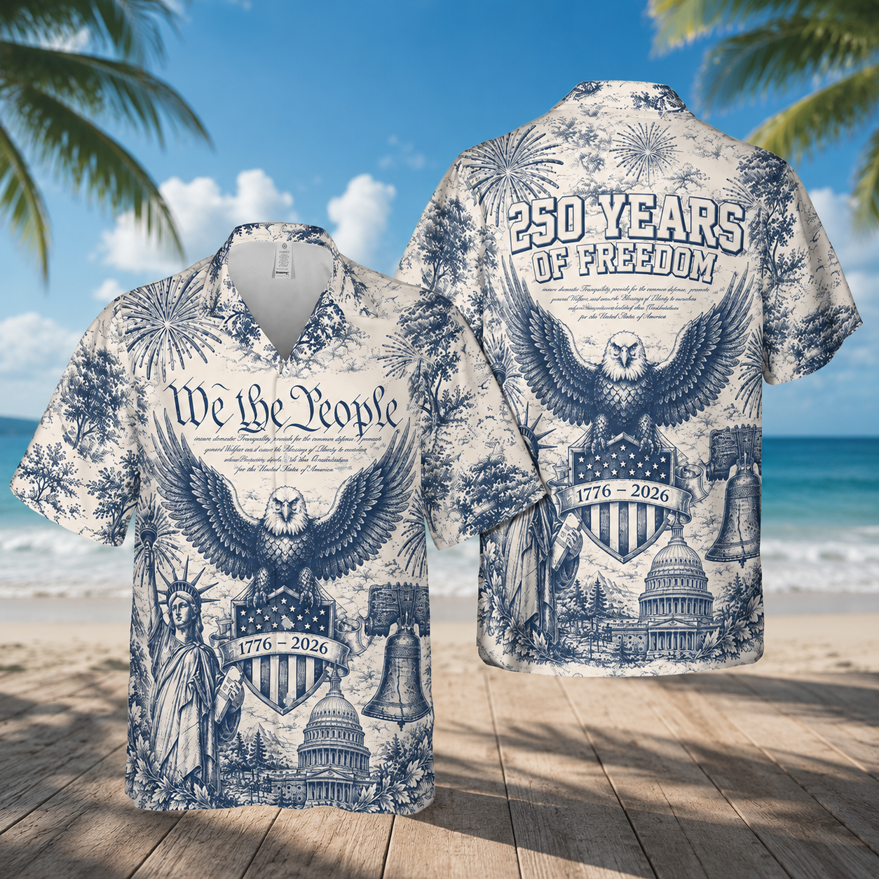 Personalized Patriotic Hawaiian Shirt Custom Design Gift for Dad
