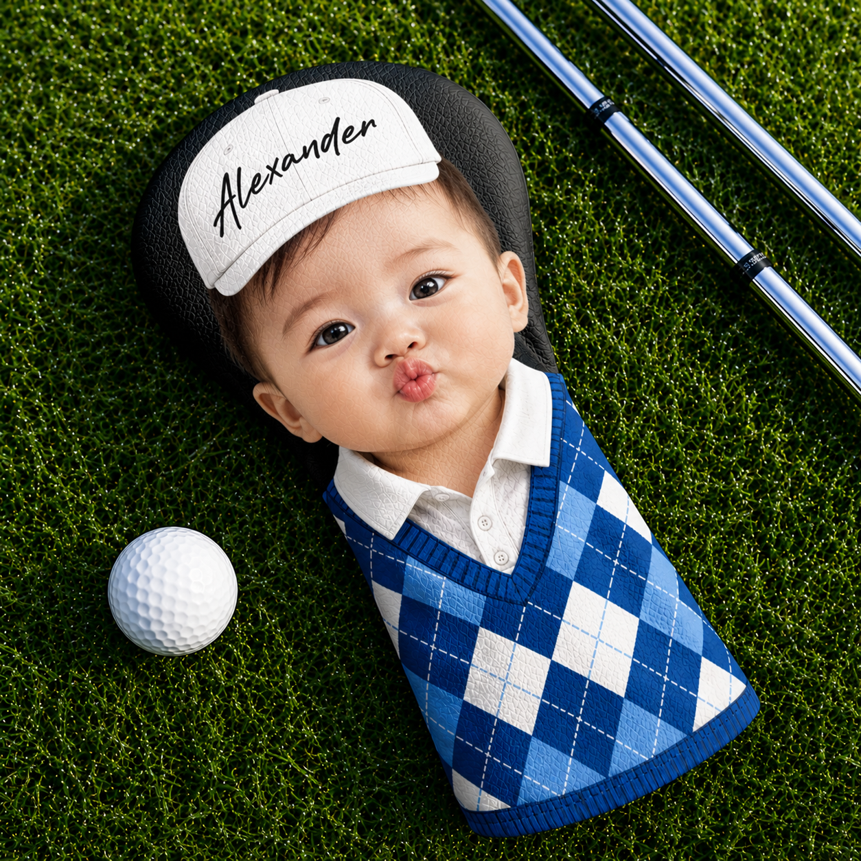 Personalized Baby Photo Golf Club Head Cover Gift for Dad