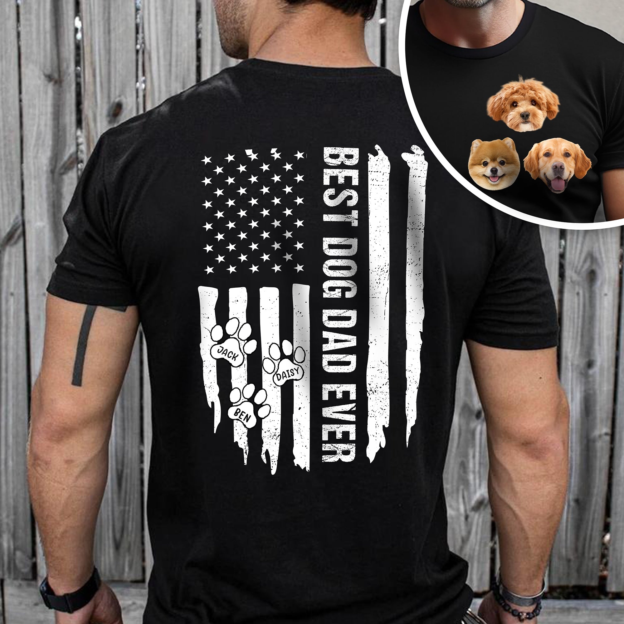Personalized Dog Dad T-Shirt Custom Photo Gift for Father