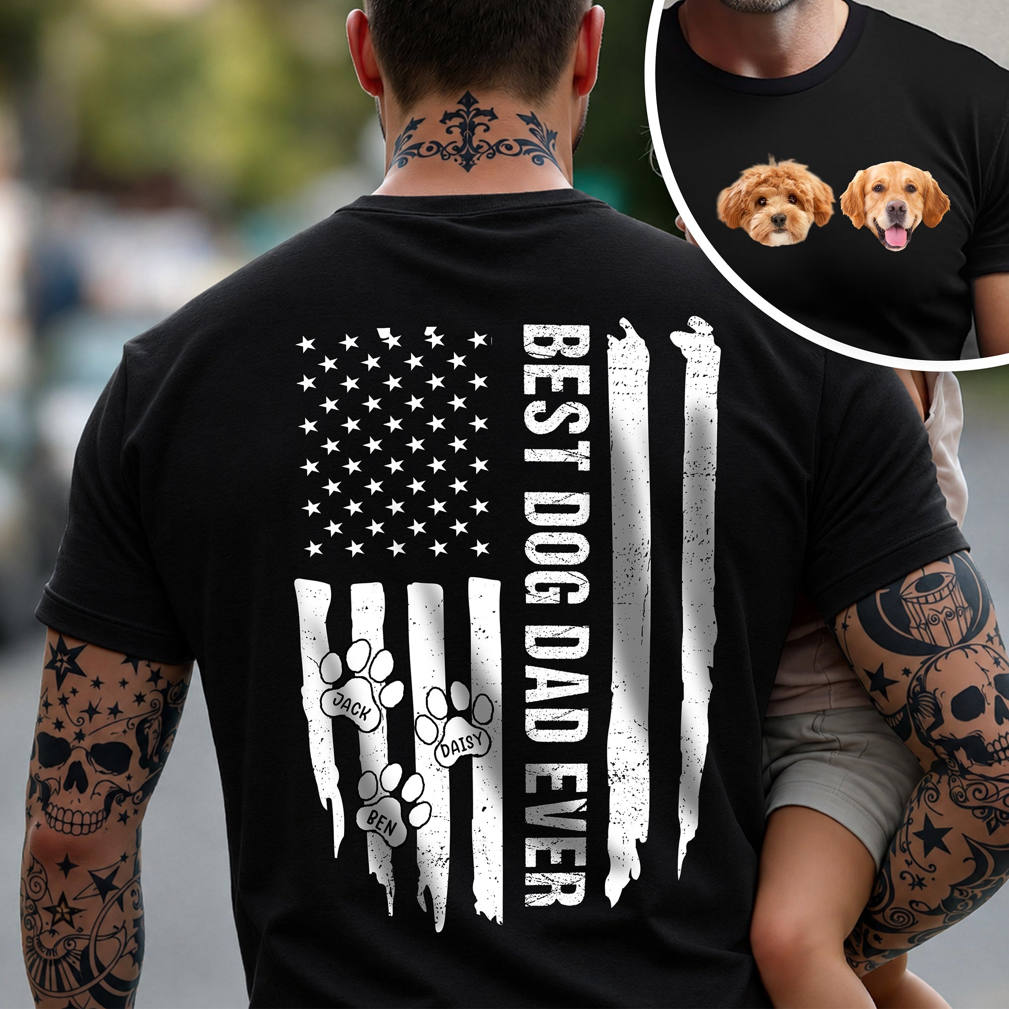 Personalized Dog Dad T-Shirt Custom Photo Gift for Father