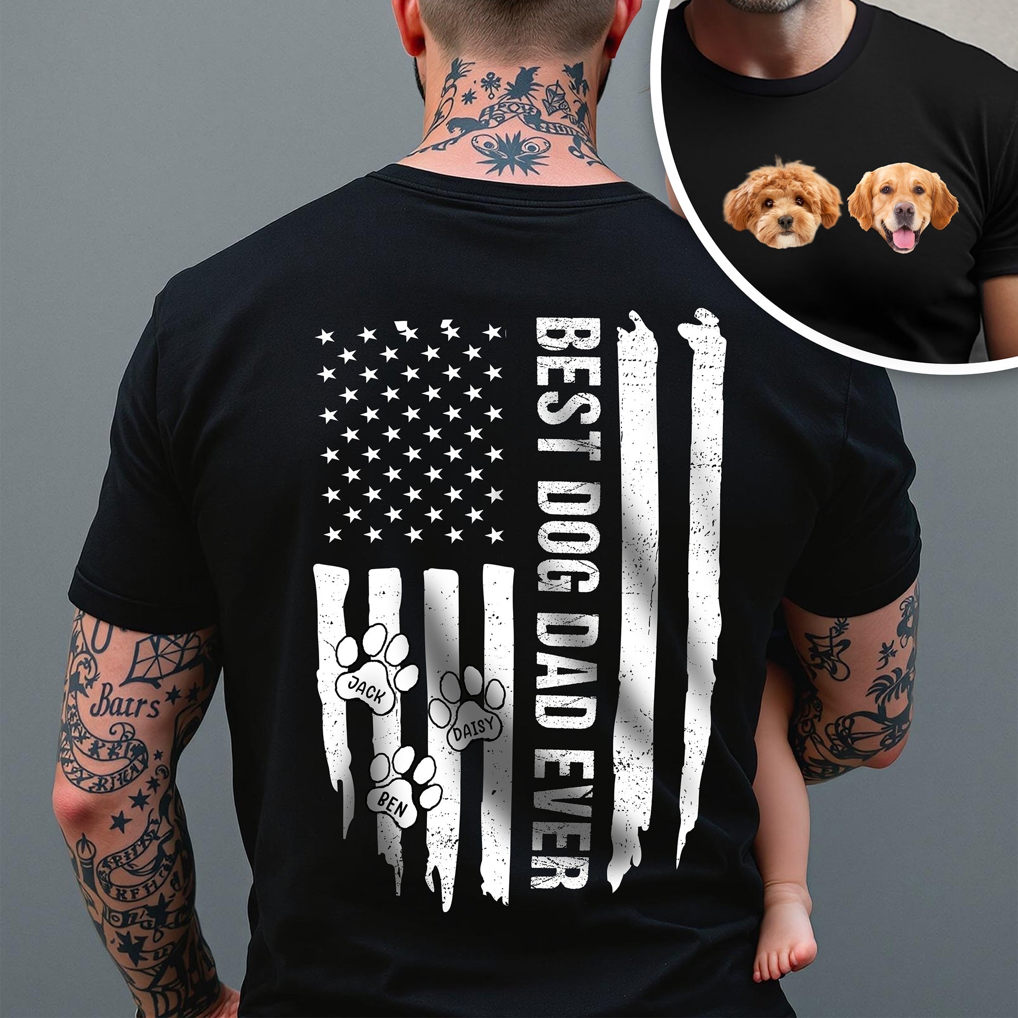 Personalized Dog Dad T-Shirt Custom Photo Gift for Father