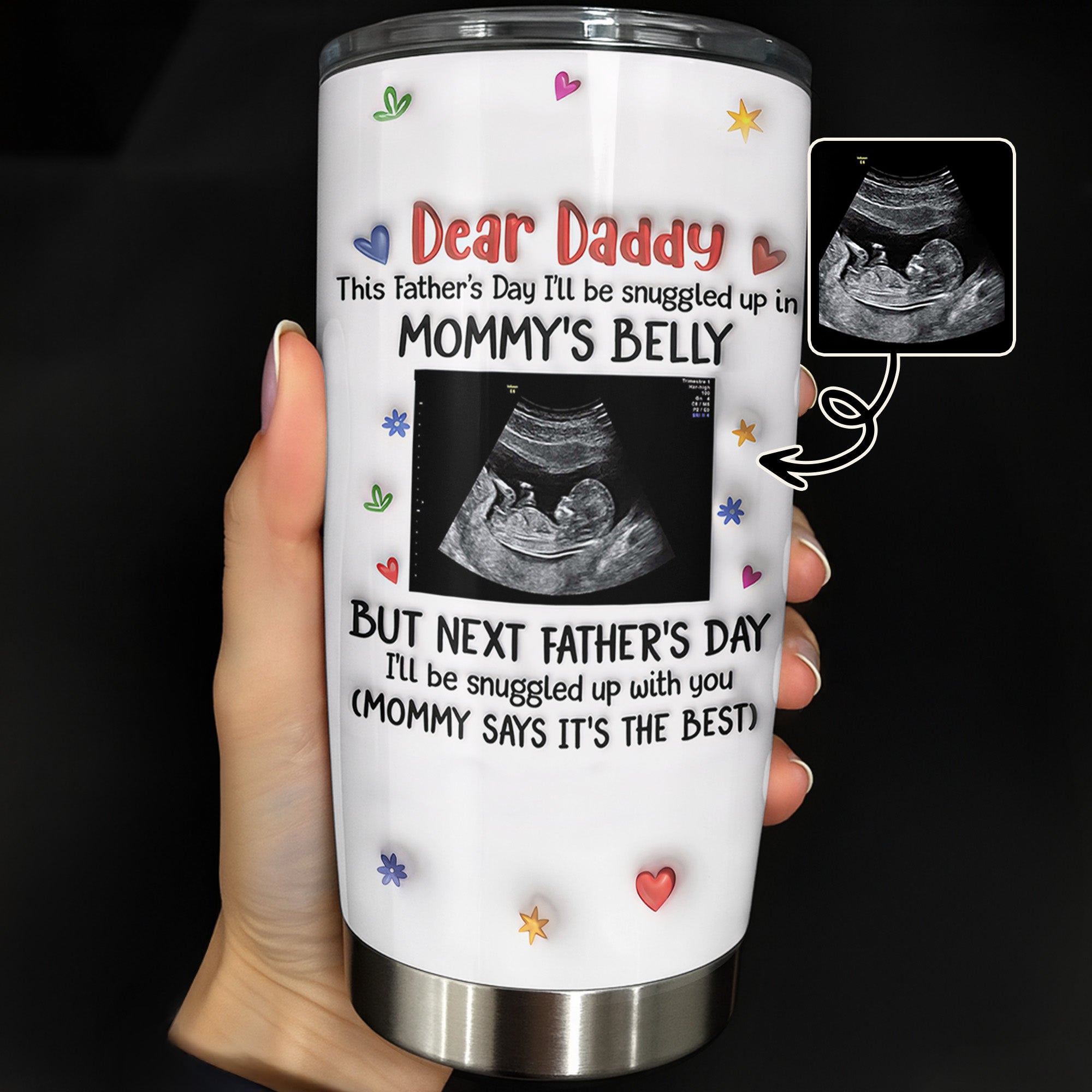 Personalized Stainless Steel Tumbler for Dad Ultrasound Photo Gift
