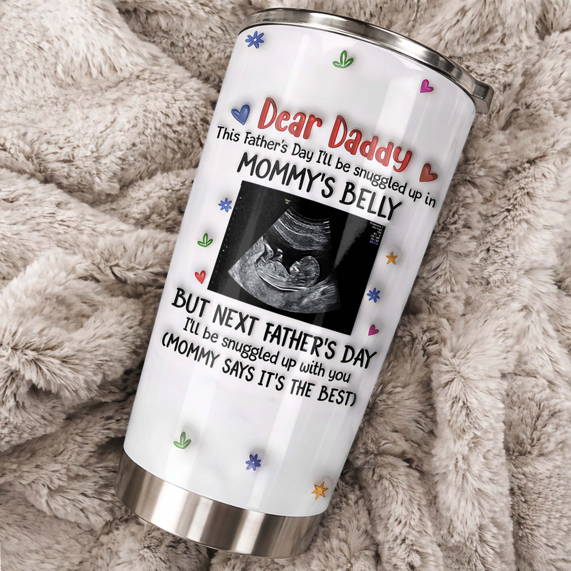 Personalized Stainless Steel Tumbler for Dad Ultrasound Photo Gift