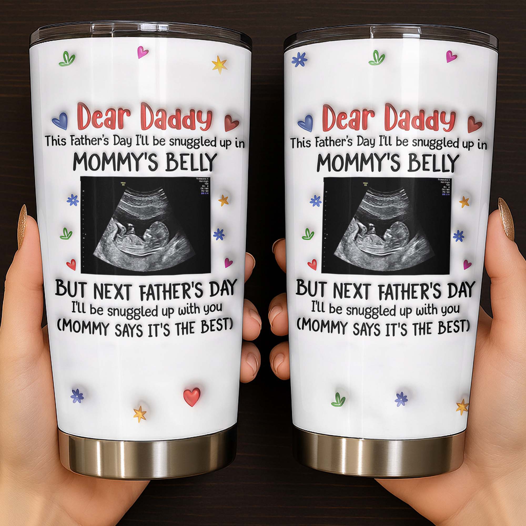 Personalized Stainless Steel Tumbler for Dad Ultrasound Photo Gift