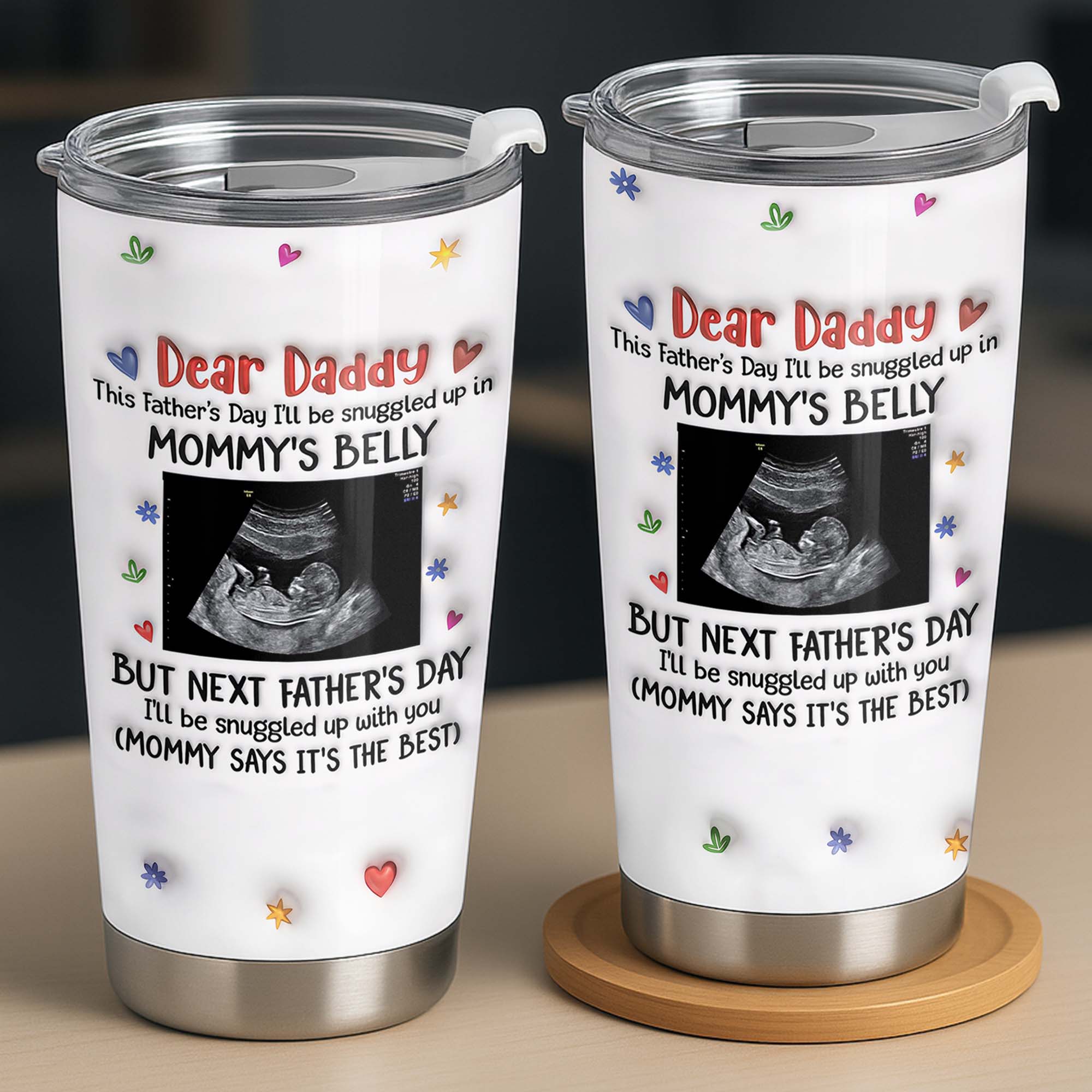 Personalized Stainless Steel Tumbler for Dad Ultrasound Photo Gift