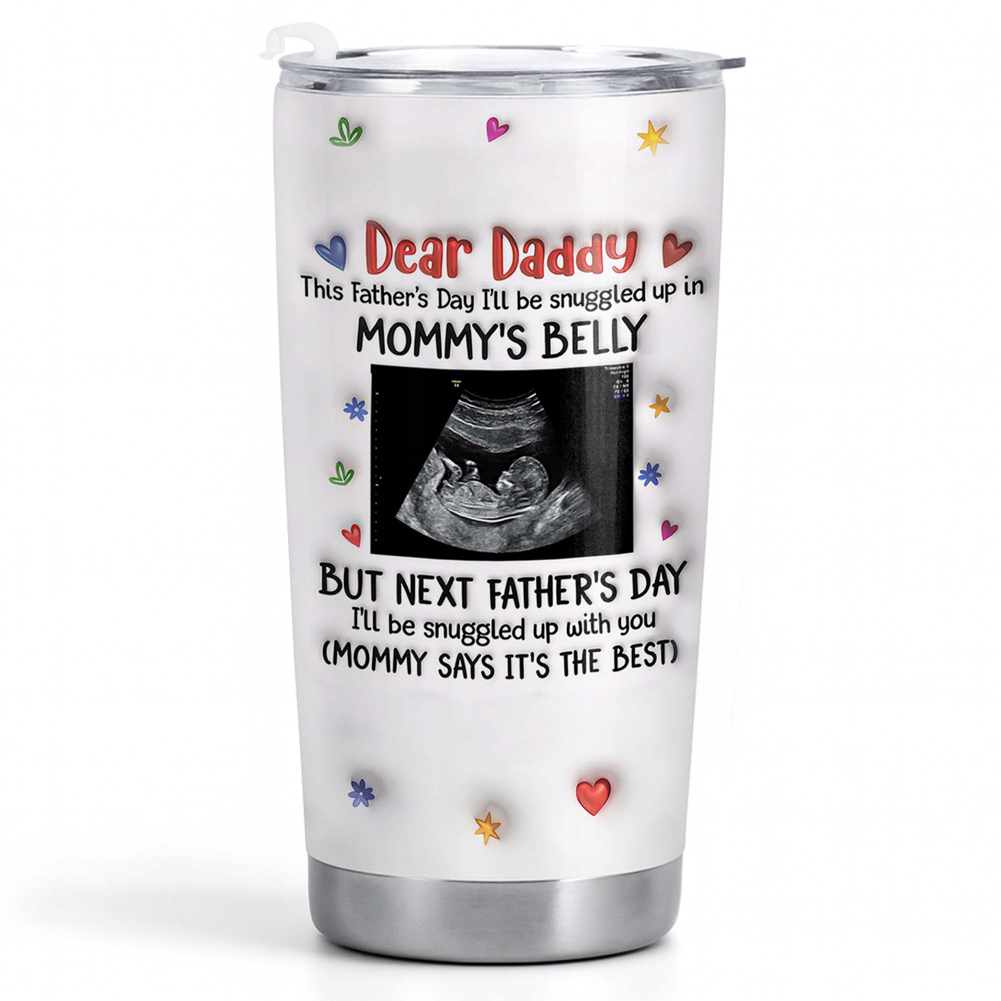 Personalized Stainless Steel Tumbler for Dad Ultrasound Photo Gift