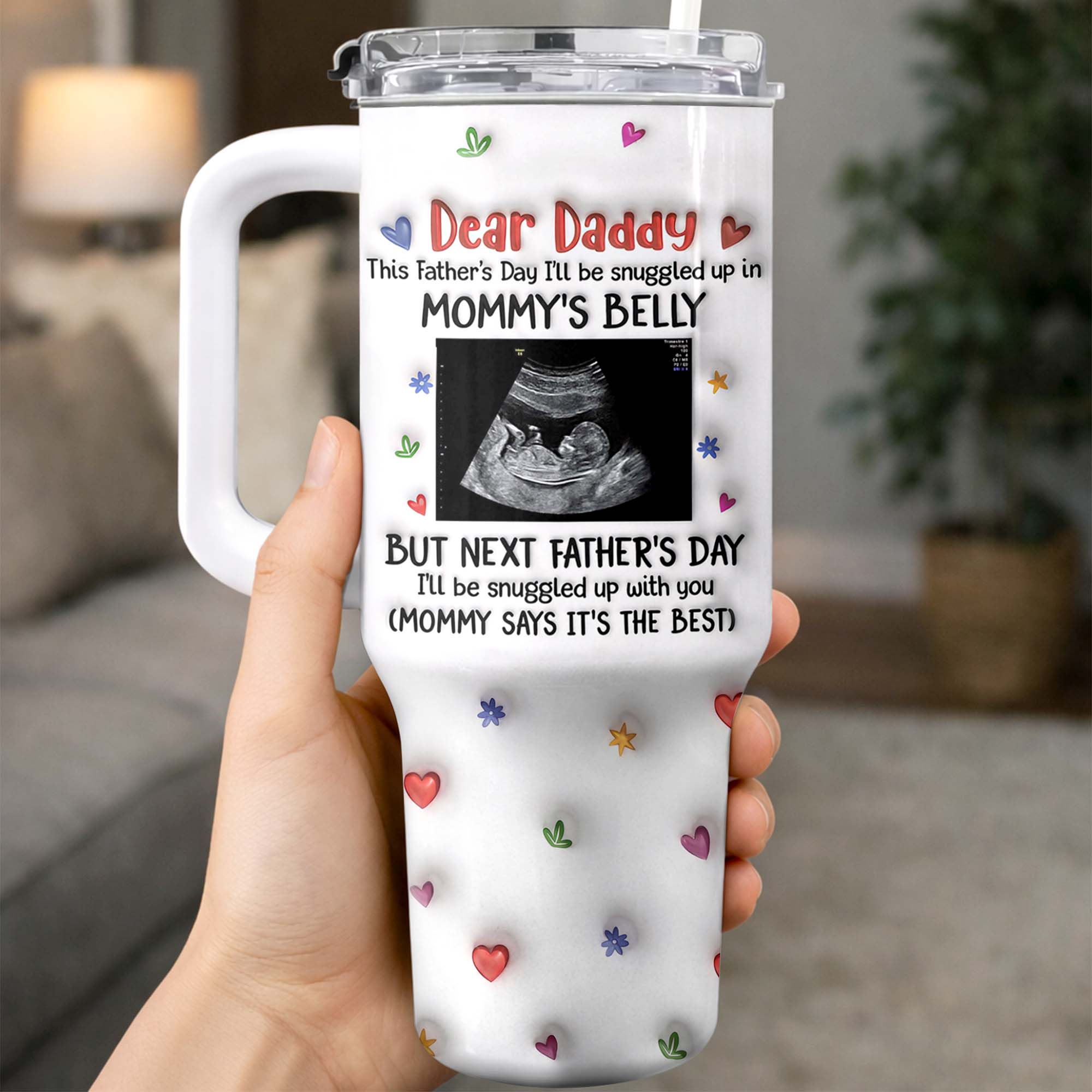 Personalized 40oz Tumbler for Dad with Ultrasound Design Gift