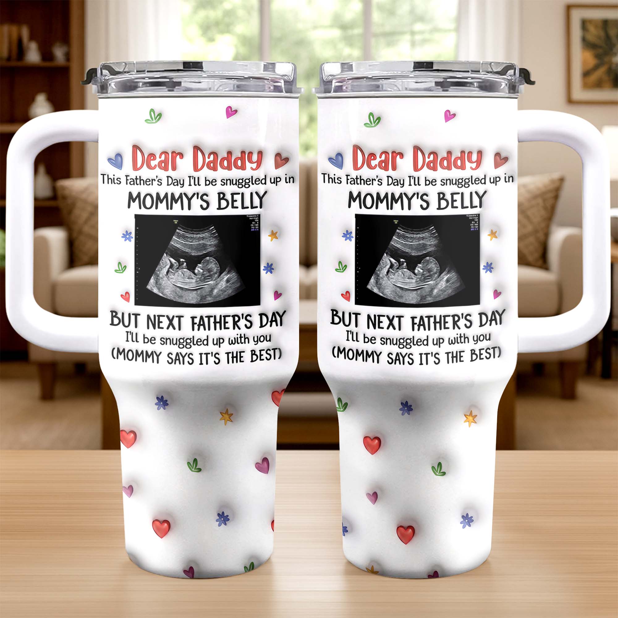 Personalized 40oz Tumbler for Dad with Ultrasound Design Gift