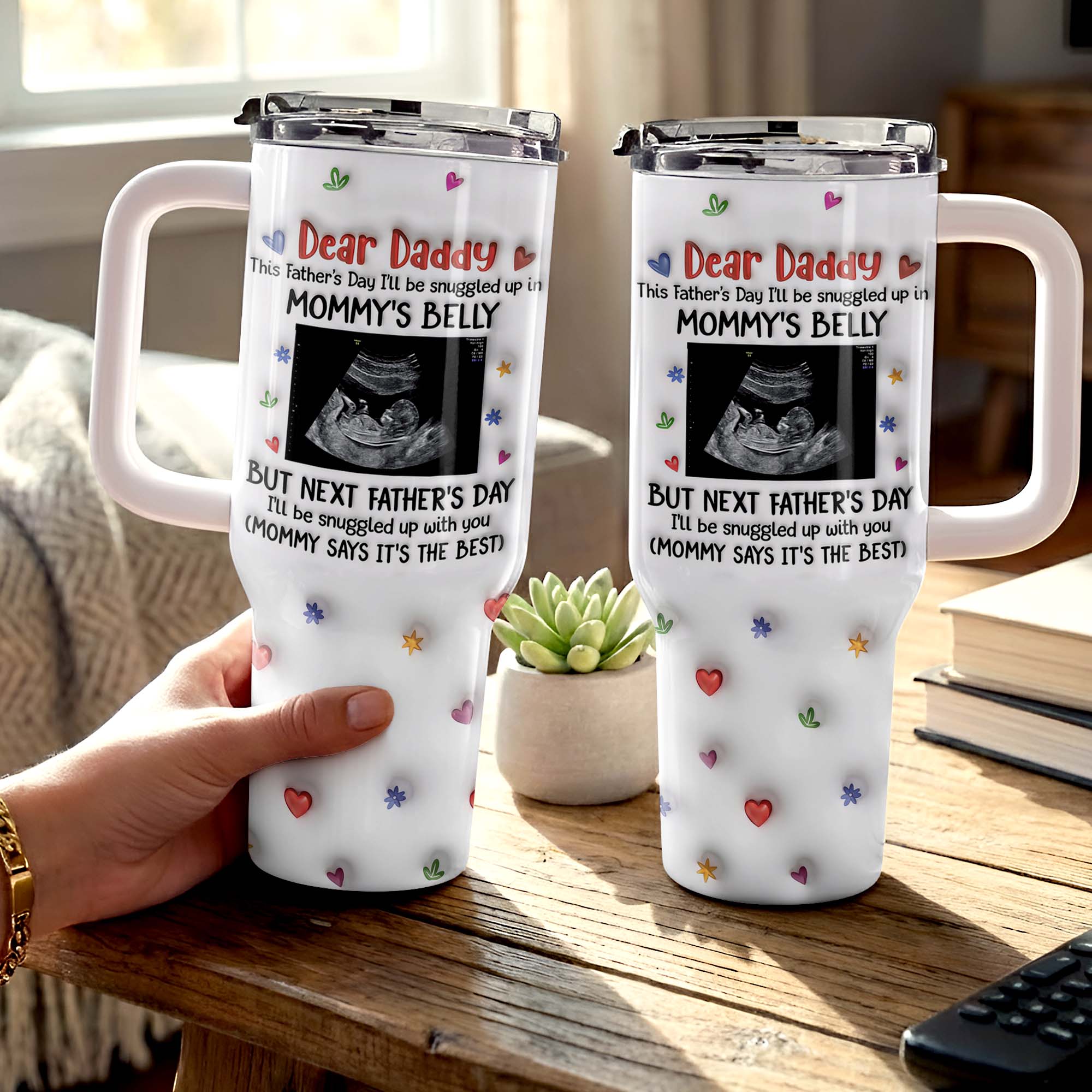 Personalized 40oz Tumbler for Dad with Ultrasound Design Gift