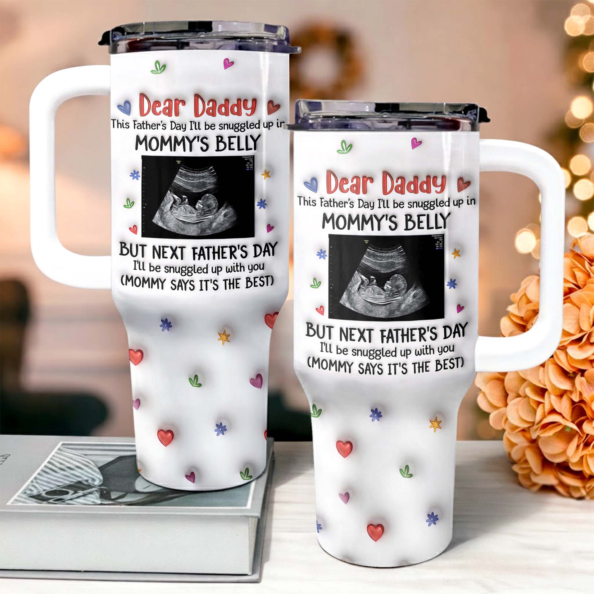 Personalized 40oz Tumbler for Dad with Ultrasound Design Gift