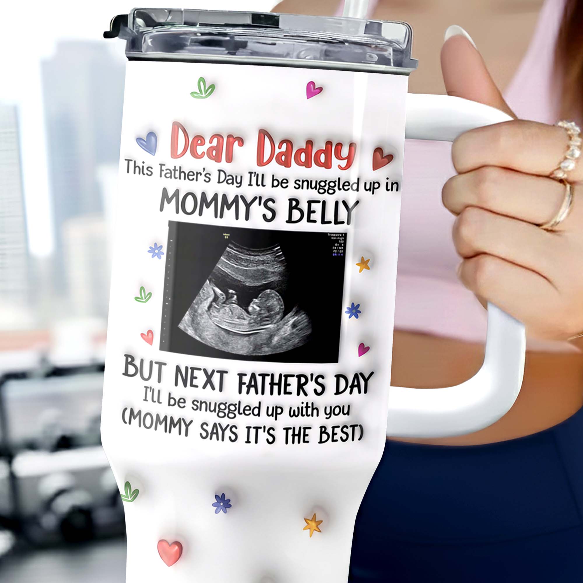 Personalized 40oz Tumbler for Dad with Ultrasound Design Gift