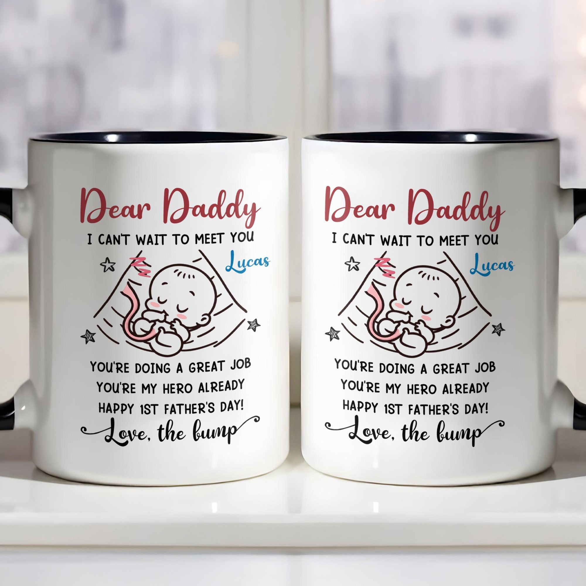 Personalized Accent Mug Custom Message for Dad 1st Father's Day Gift