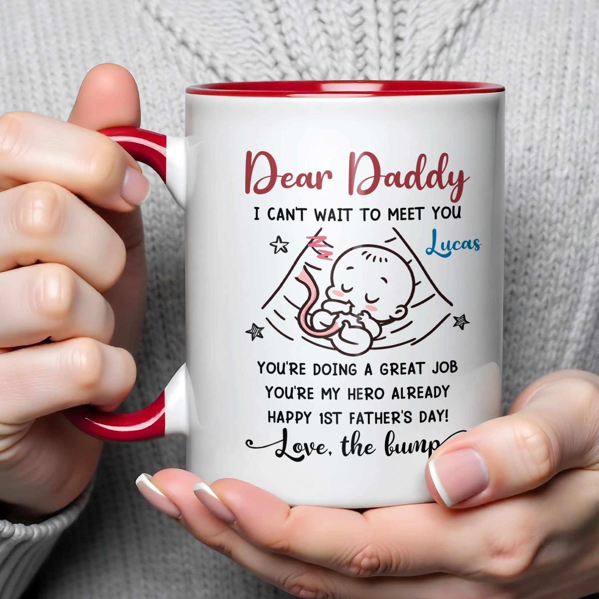 Personalized Accent Mug Custom Message for Dad 1st Father's Day Gift