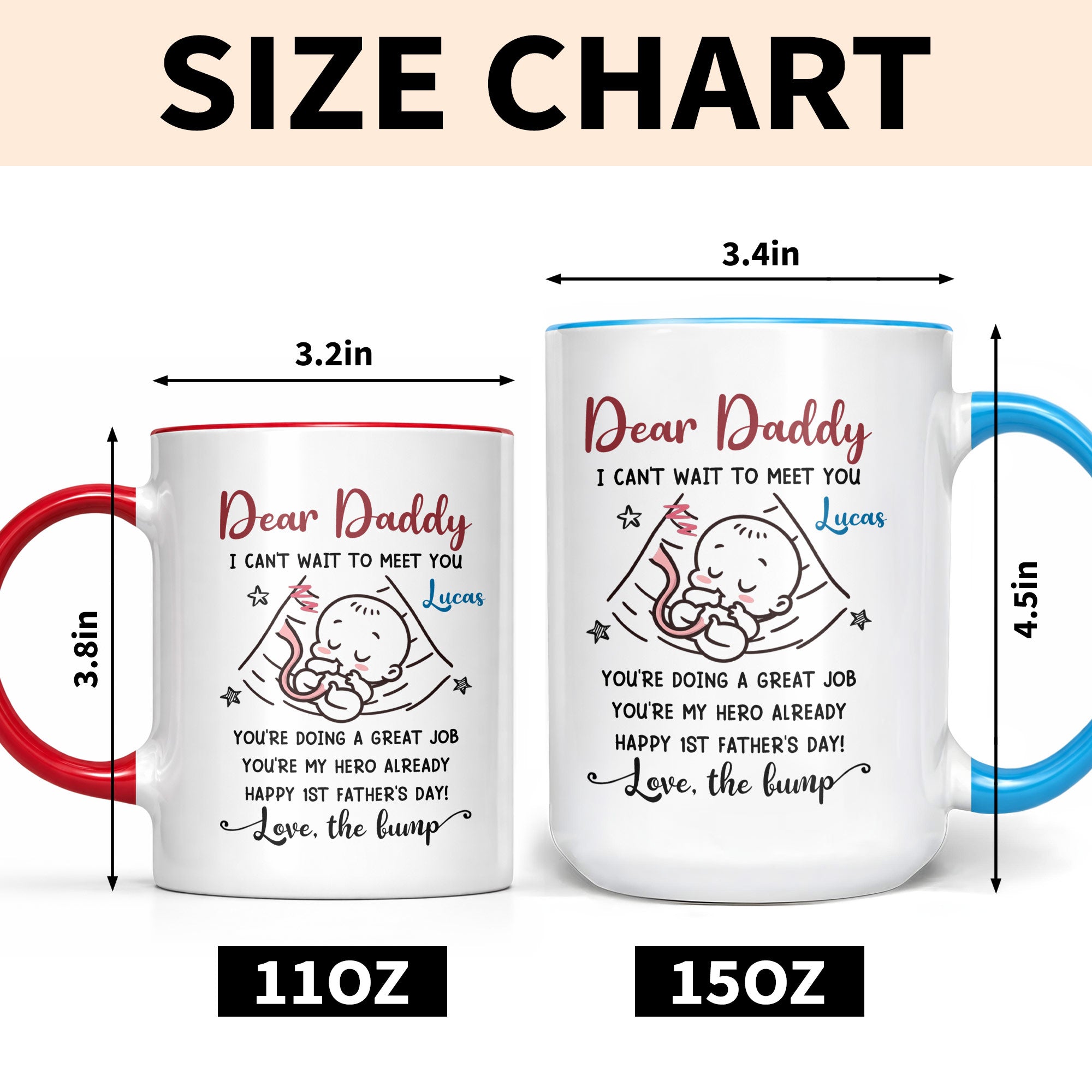 Personalized Accent Mug Custom Message for Dad 1st Father's Day Gift