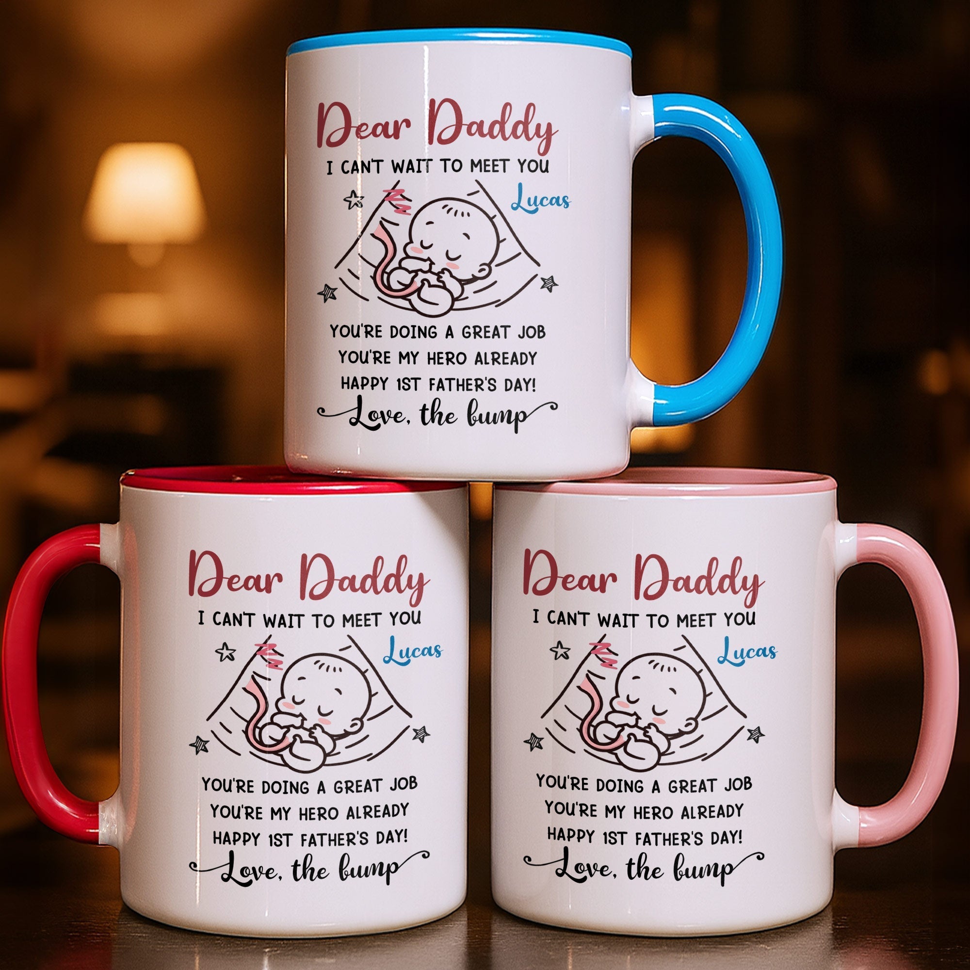 Personalized Accent Mug Custom Message for Dad 1st Father's Day Gift