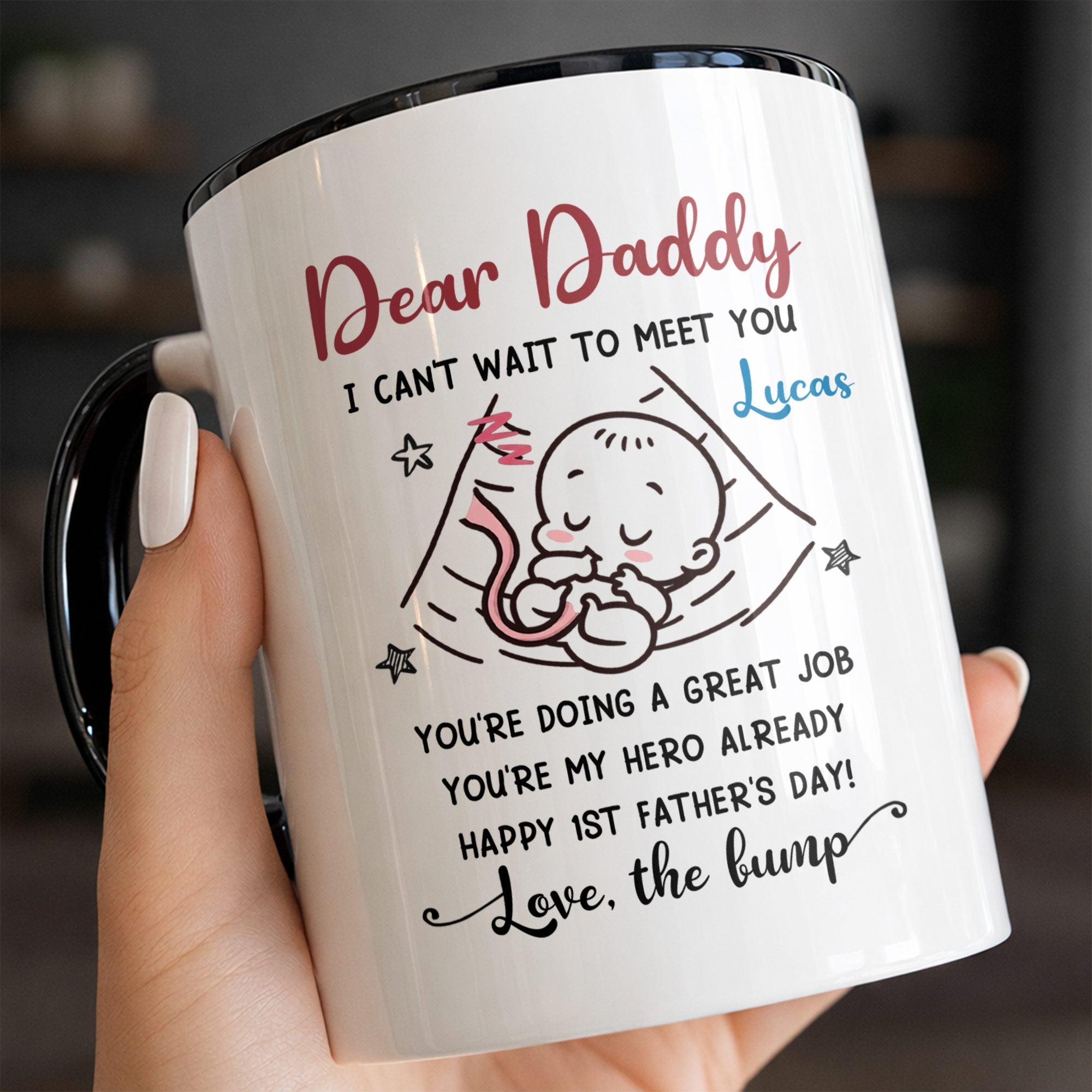 Personalized Accent Mug Custom Message for Dad 1st Father's Day Gift