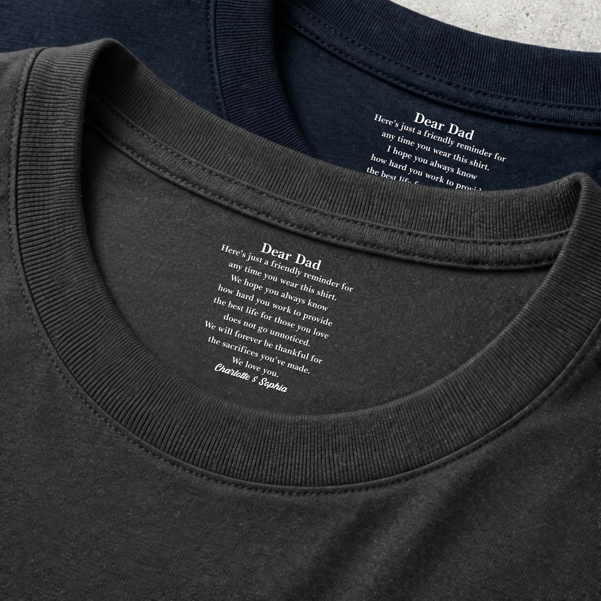 Personalized Cotton T-Shirt with Inside Neck Print for Dad