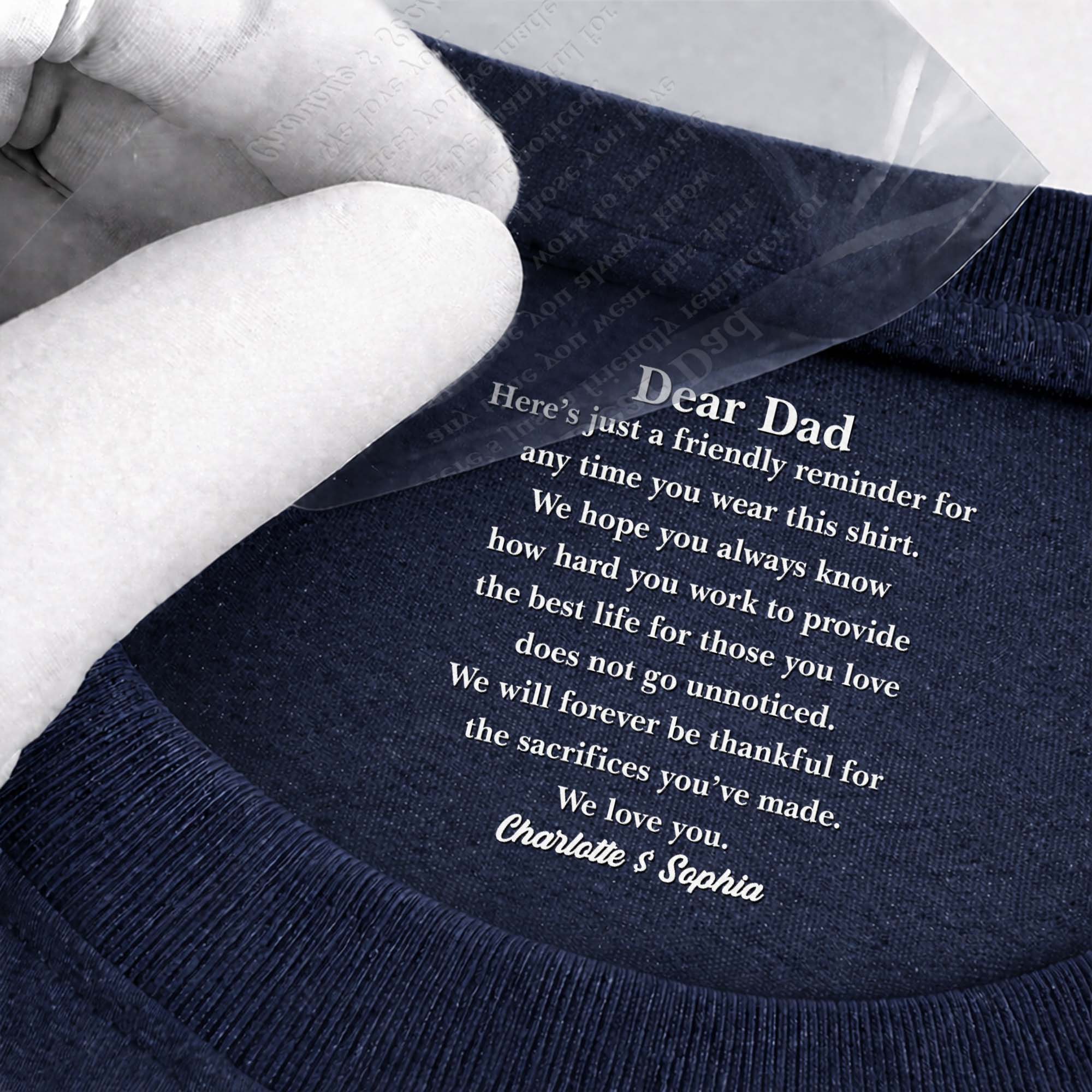 Personalized Cotton T-Shirt with Inside Neck Print for Dad