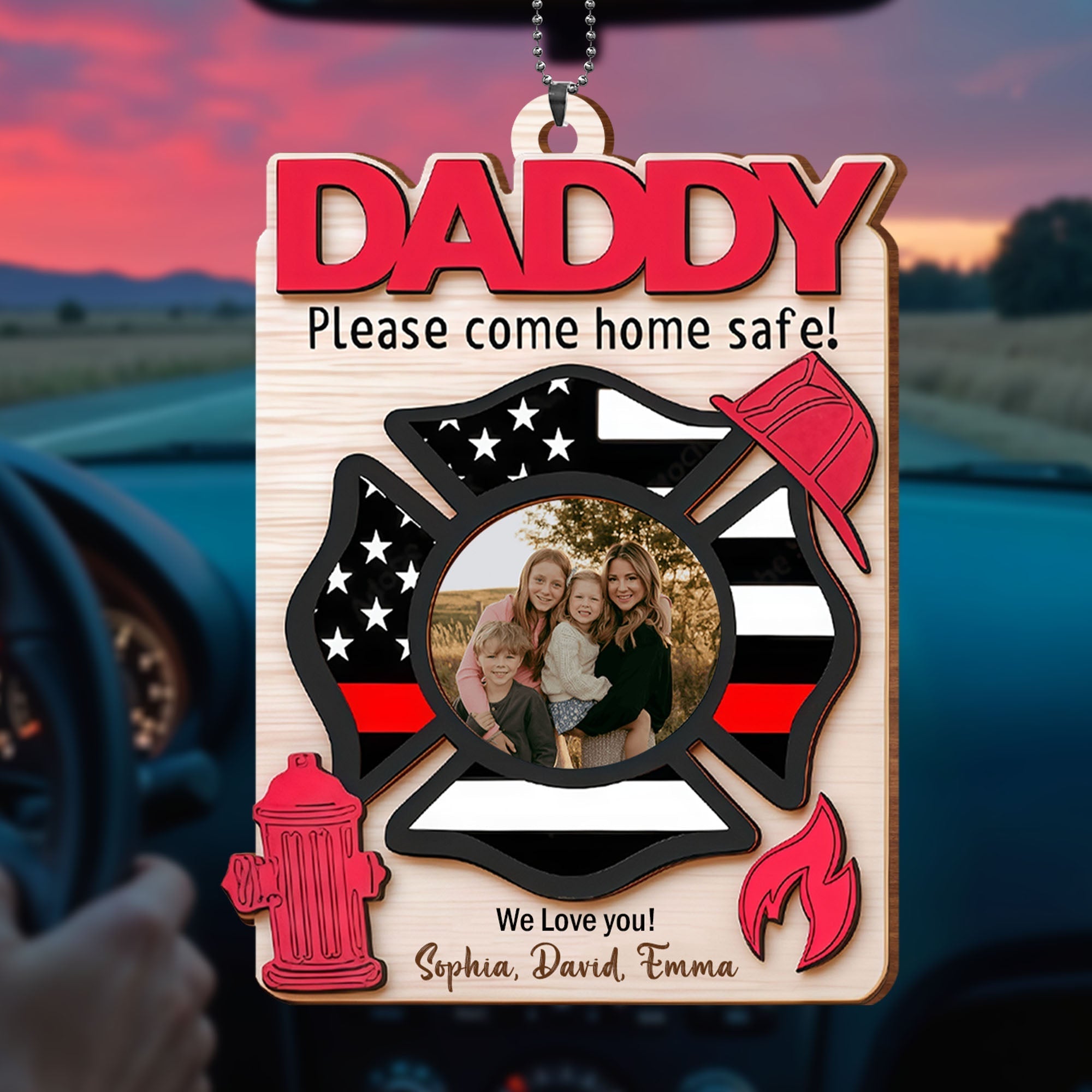 Personalized Firefighter Wood Ornament Custom Photo Gift for Dad