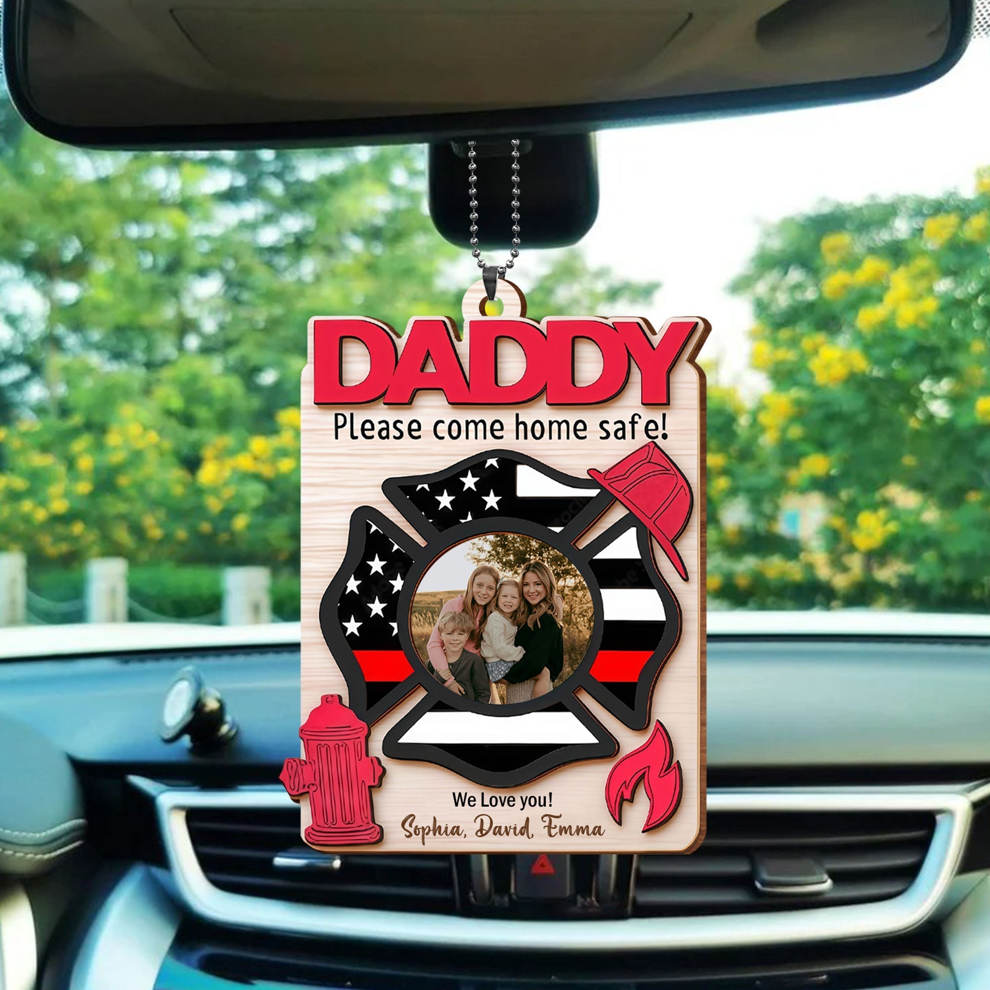 Personalized Firefighter Wood Ornament Custom Photo Gift for Dad