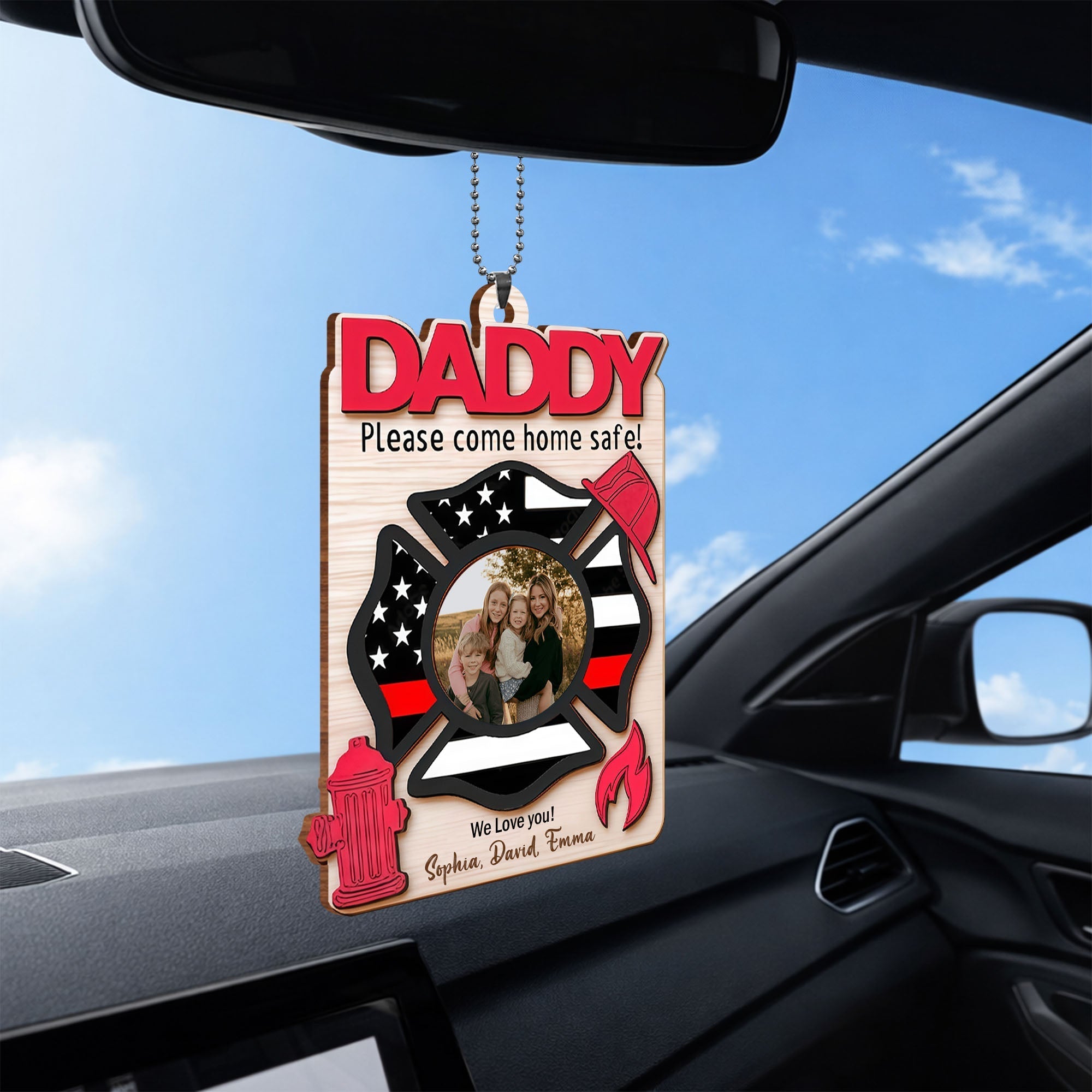 Personalized Firefighter Wood Ornament Custom Photo Gift for Dad
