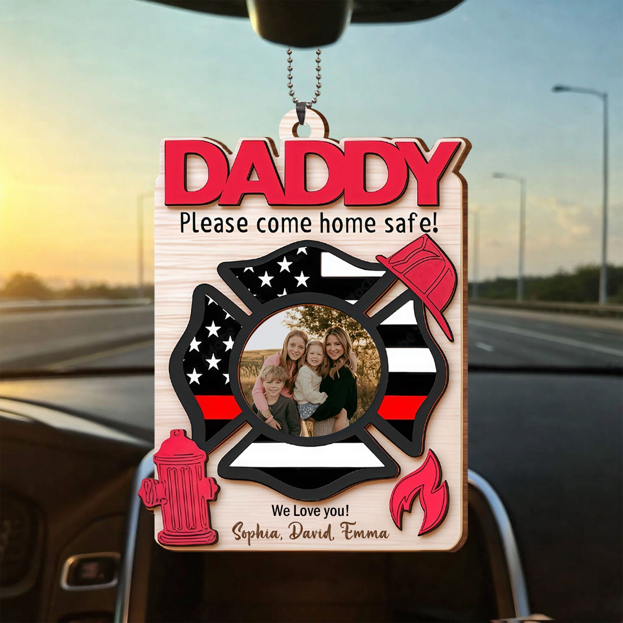 Personalized Firefighter Wood Ornament Custom Photo Gift for Dad