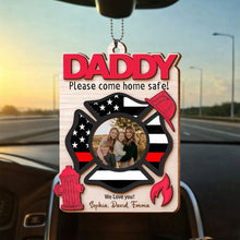 Load image into Gallery viewer, Personalized Firefighter Wood Ornament Custom Photo Gift for Dad
