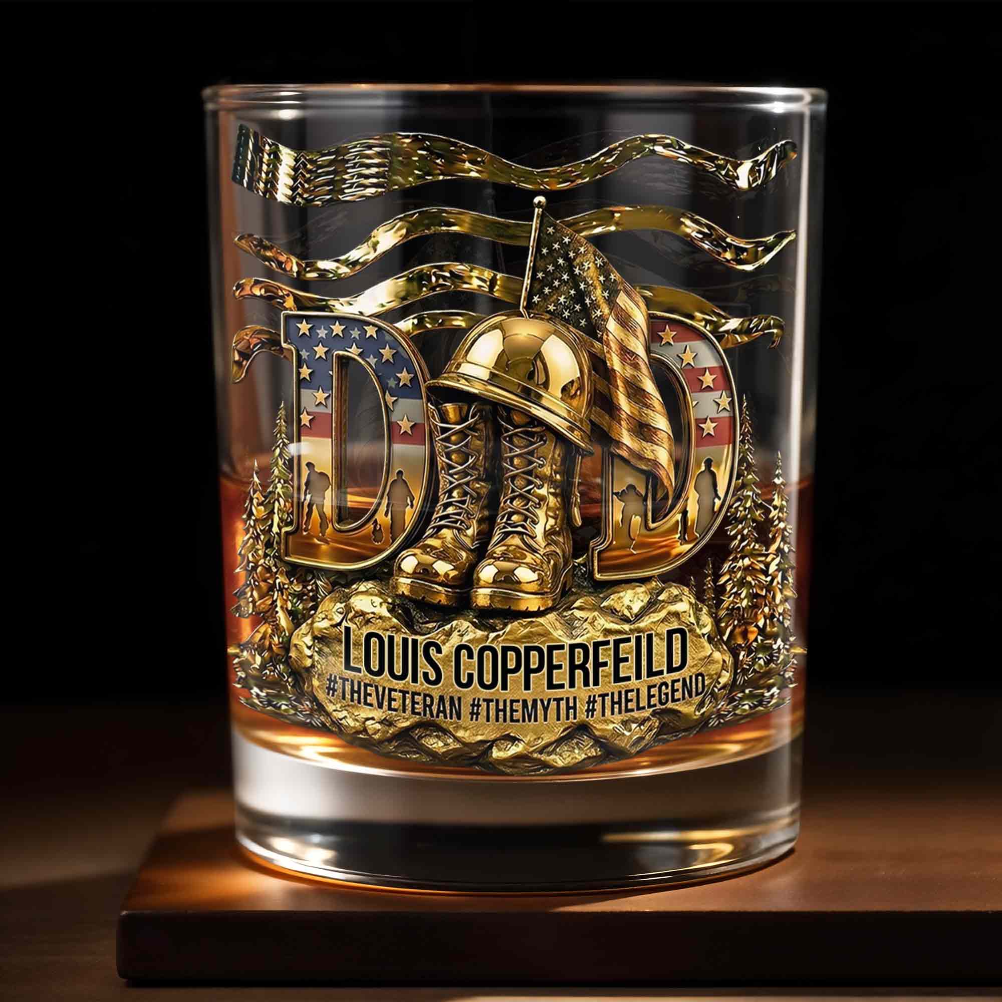 Personalized Custom Whiskey Glass for Dad with 3D Design