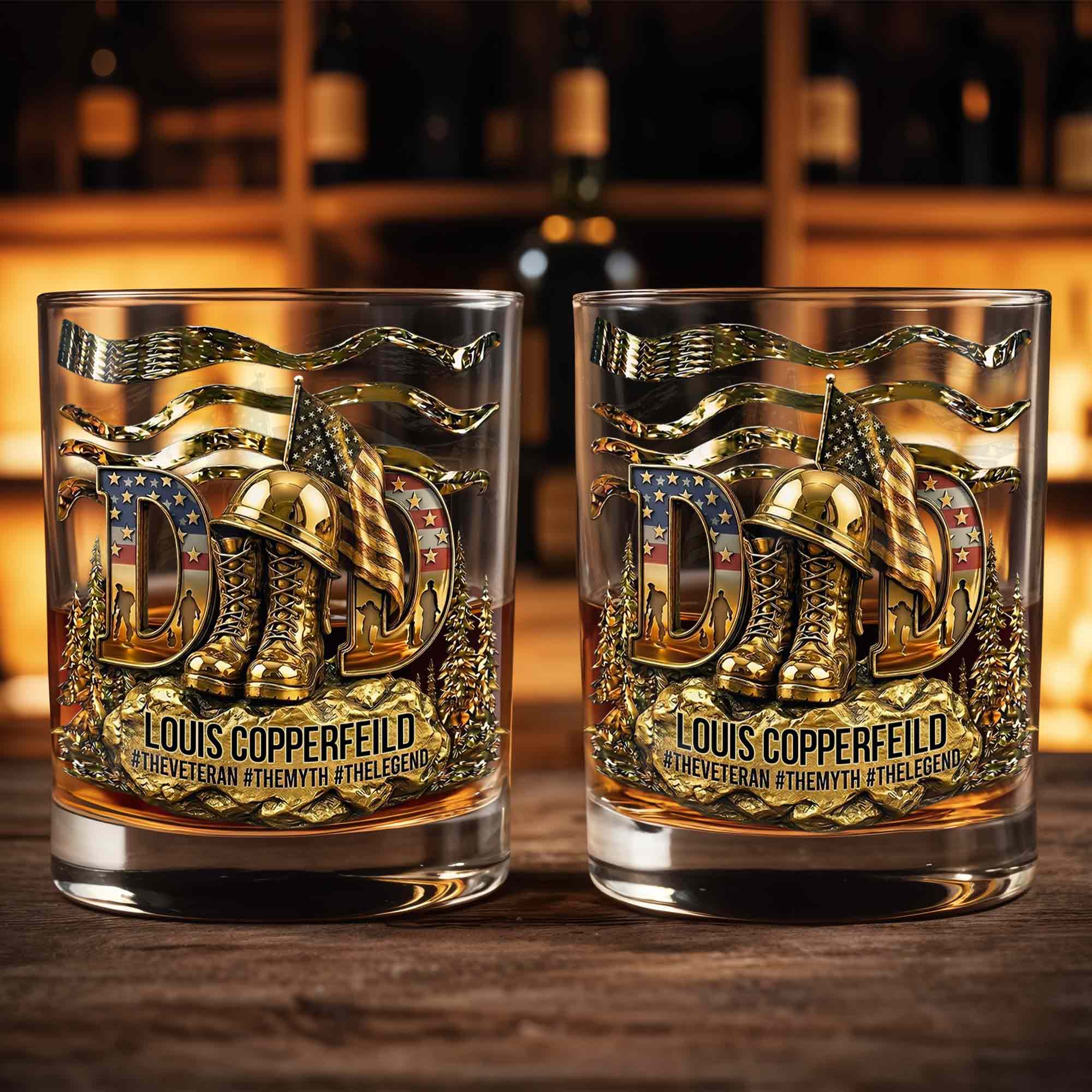 Personalized Custom Whiskey Glass for Dad with 3D Design