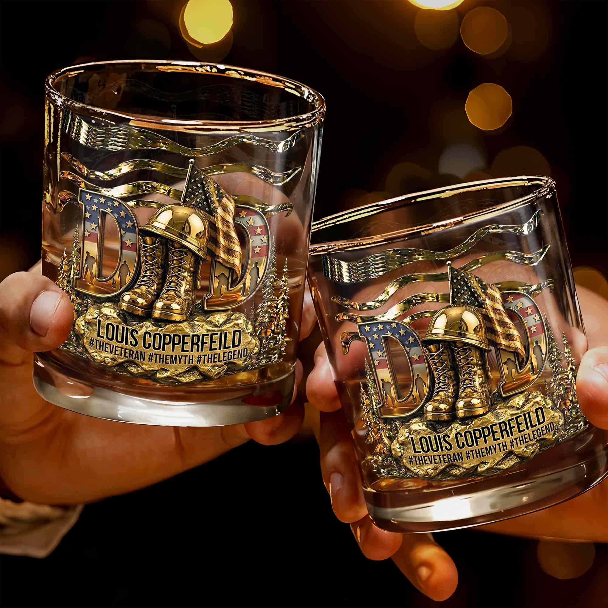 Personalized Custom Whiskey Glass for Dad with 3D Design